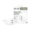 PanzerGlass empower™ by ® Turbo 45W laturi sis. 2 x USB-C | EU-pistoke | Silver White