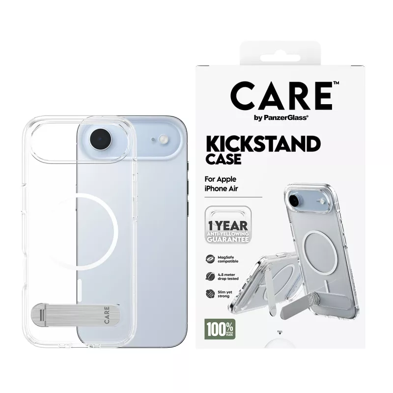 PanzerGlass CARE™ by ® kotelo läpinäkyvä telineellä & MagSafe iPhone Air