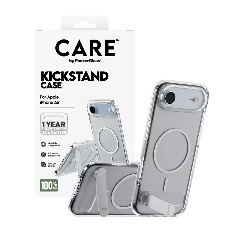 PanzerGlass CARE™ by ® kotelo läpinäkyvä telineellä & MagSafe iPhone Air