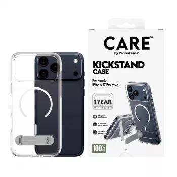 PanzerGlass CARE™ by ® kotelo läpinäkyvä potkutelineellä & MagSafe iPhone 17 Pro Max
