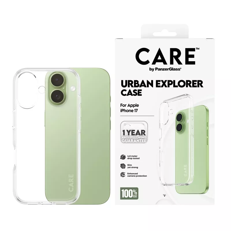 PanzerGlass CARE™ by ® Urban Explorer kotelo läpinäkyvä iPhone 17