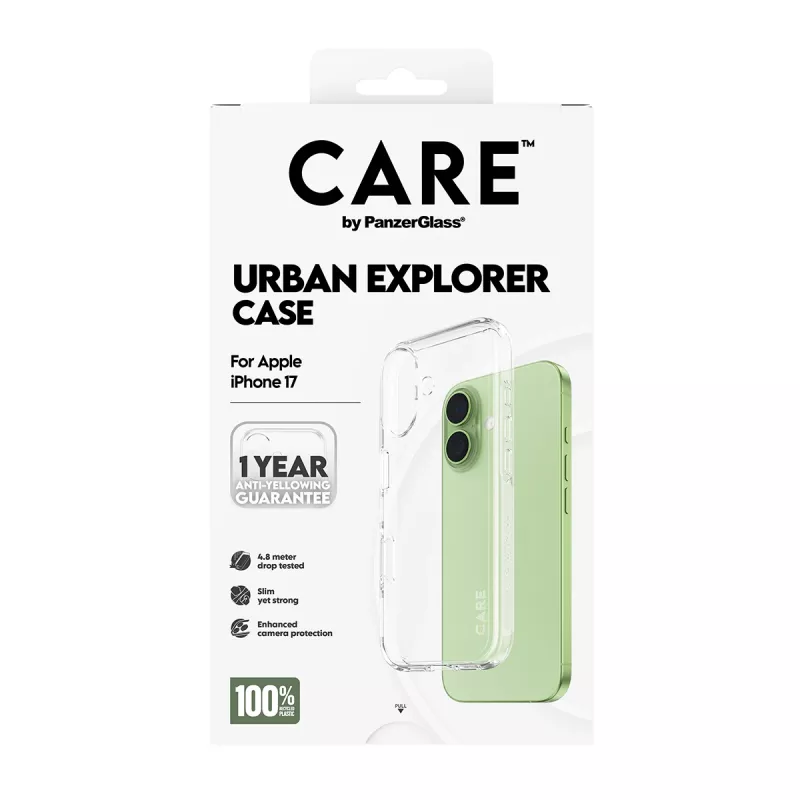 PanzerGlass CARE™ by ® Urban Explorer kotelo läpinäkyvä iPhone 17