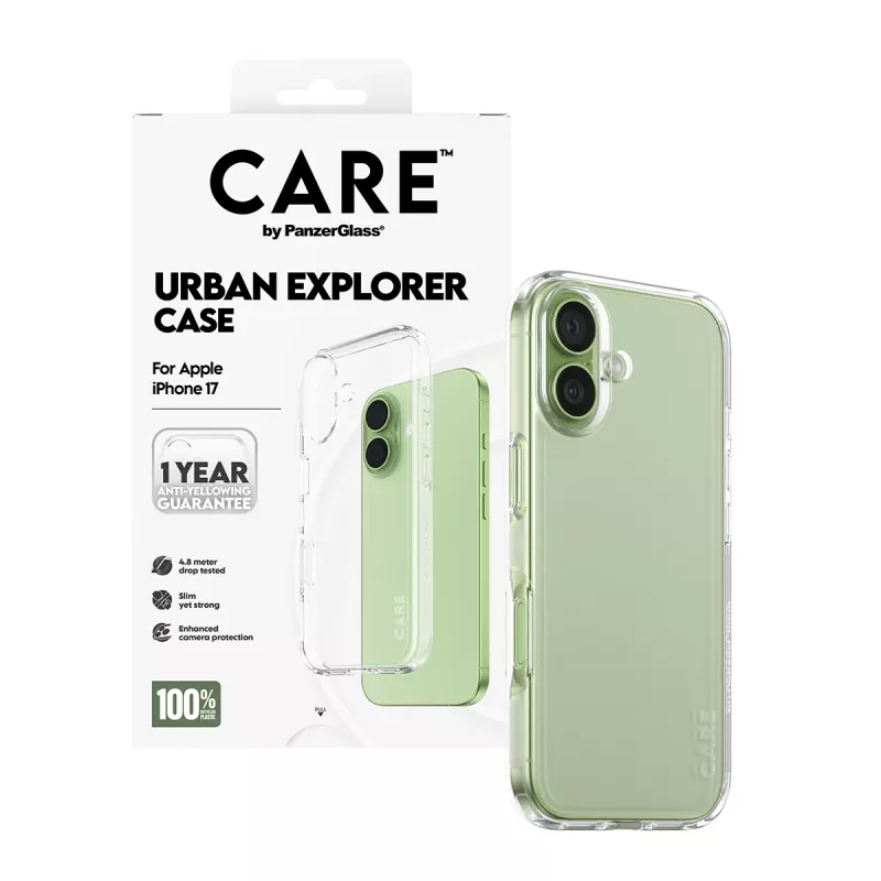 PanzerGlass CARE™ by ® Urban Explorer kotelo läpinäkyvä iPhone 17
