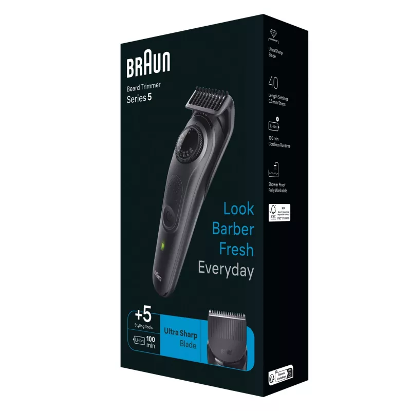 Braun BeardTrimmer 5 BT5430 parranajokone akku 40 2 cm märkä & kuiva musta