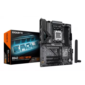 GIGABYTE B840 EAGLE WIFI6E emolevy - AMD Ryzen 9000 CPU:t, 8+2+2 vaiheen VRM, jopa 8200MHz DDR5(O.C), 2xPCIe 4.0 + 1xPCIe 3.0 M.2, Wi-Fi 6E, 2.5GbE LAN, USB 3.2 Gen 2