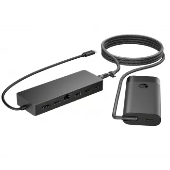 USB-C-keskitin ja kannettavan tietokoneen laturi HP 9H0H9AA#ABB kompakti muotoilu, monipuoliset liitännät
