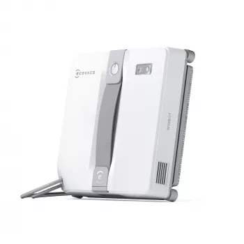 Ikkunanpesuri Ecovacs WINBOT MINI — imukuppi, litiumioniakku, min. ikkuna 22×25 cm, 1,3 kg, 215×215×55 mm, harmaa/valkoinen