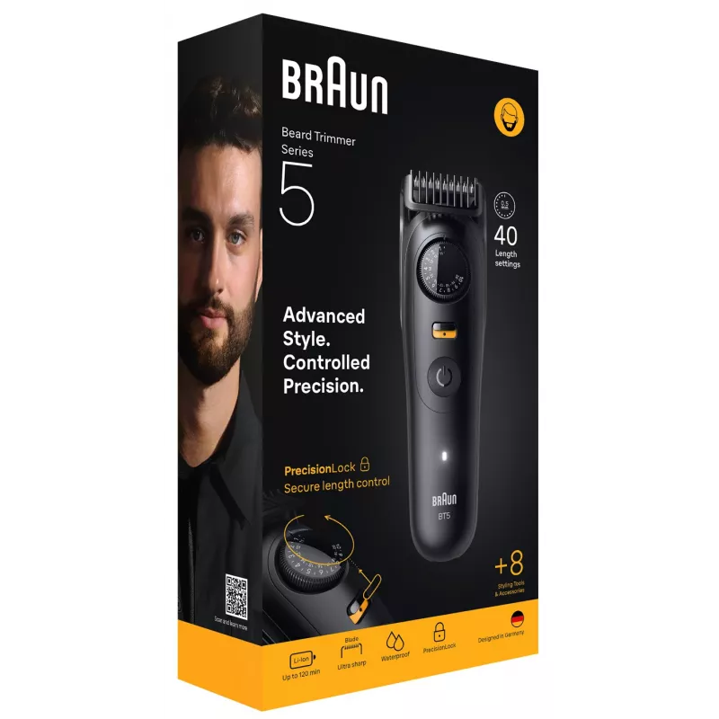 Braun BeardTrimmer 5 BT5560 partatrimmeri akku 40 2 cm märkä & kuiva musta