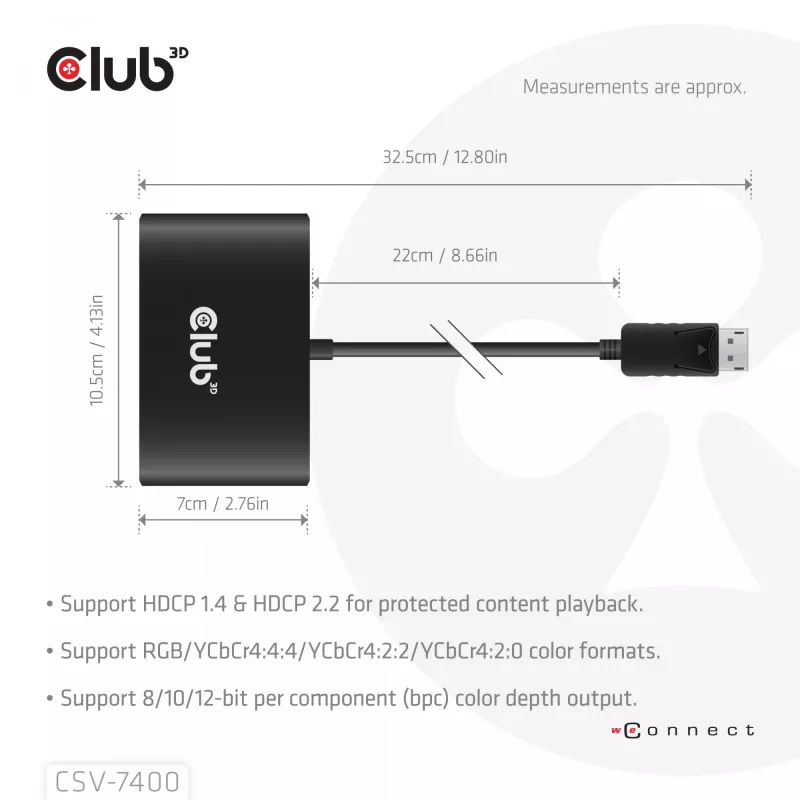 CLUB3D Quad DisplayPort™ -keskitin – 4 x 4K resoluutio @ 30Hz, MST-tuki
