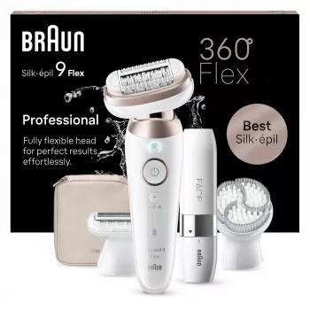 Braun Silk-épil 9 Flex 9-360 3D 40 pinsettiä rose, valkoinen