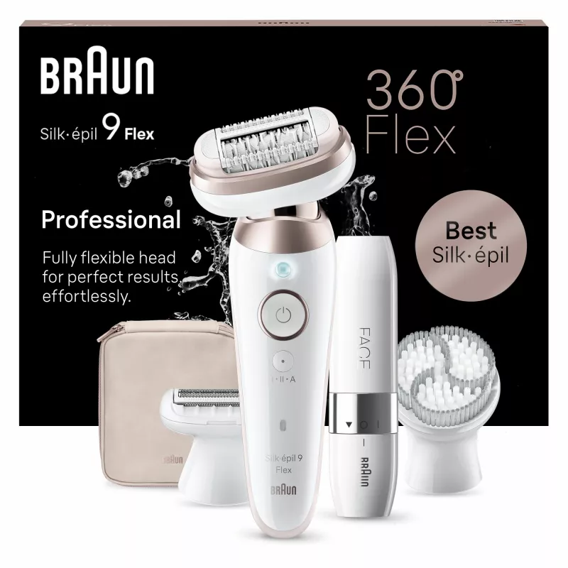 Braun Silk-épil 9 Flex 9-360 3D 40 pinsettiä rose, valkoinen