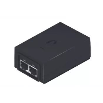 PoE-adapteri UBIQUITI POE-24-24W — 24 V PoE, 2 × RJ-45 Fast-Ethernet-porttia, 88×57×33 mm