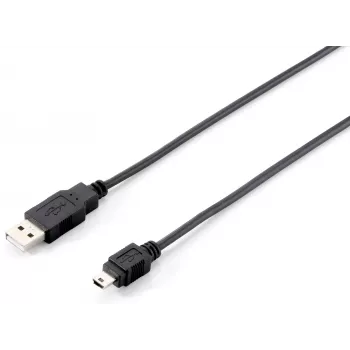 Equip USB 2.0 Type-A - Mini-B -kaapeli, 1.8m, 1,8 m, USB A, Mini-USB B, USB 2.0, uros/uros, musta