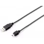 Equip USB 2.0 Type-A - Mini-B -kaapeli, 1.8m, 1,8 m, USB A, Mini-USB B, USB 2.0, uros/uros, musta
