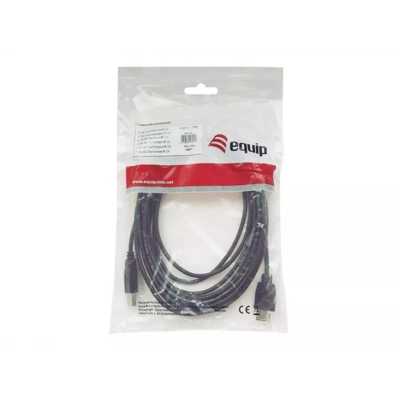 Equip USB 2.0 Type-A - Type-B -kaapeli, 2,0 m, musta