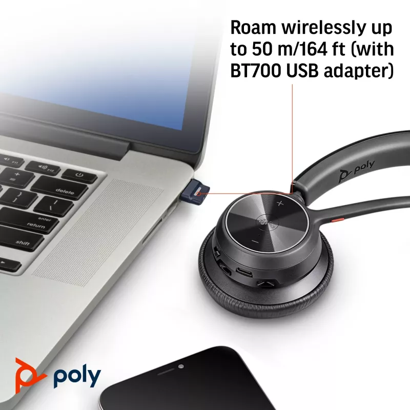 HP Poly Voyager 4310 Microsoft Teams -sertifioitu USB-A-kuulokemikrofoni + BT700-sovitin