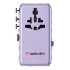Verbatim Charge 'n' Travel 70W 2C sisäänvedettävä yleismatkasovitin violetti