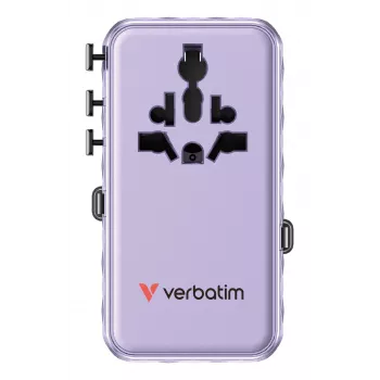Verbatim Charge 'n' Travel 70W 2C sisäänvedettävä yleismatkasovitin violetti