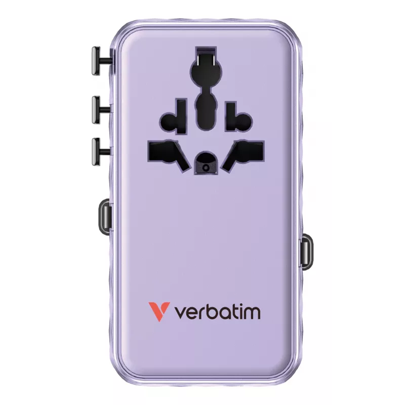Verbatim Charge 'n' Travel 70W 2C sisäänvedettävä yleismatkasovitin violetti