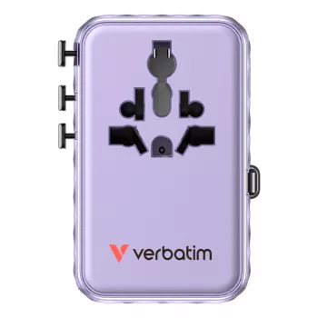 Verbatim Charge 'n' Travel 100W yleismatkasovitin sisäänvedettävällä kaapelilla lila