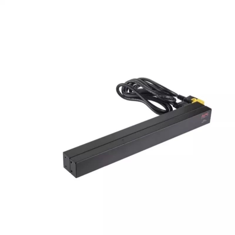 APC AP9565 Basic räkki-PDU-virranjakelulaite, 1U, yksivaiheinen, 16 A, 208/230 V, 3680 W, 12 C13-lähtöä, C20-tulo, 2,5 m johto, musta