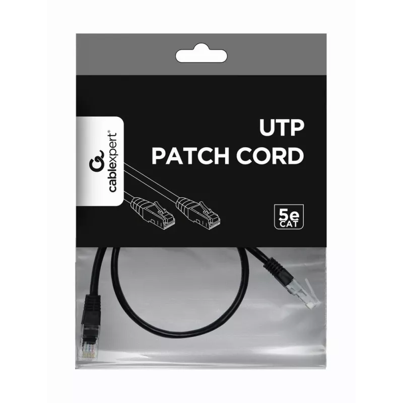 Verkkokaapeli Gembird PP12-0.5M/BK RJ45 Cat5e 0,5m musta