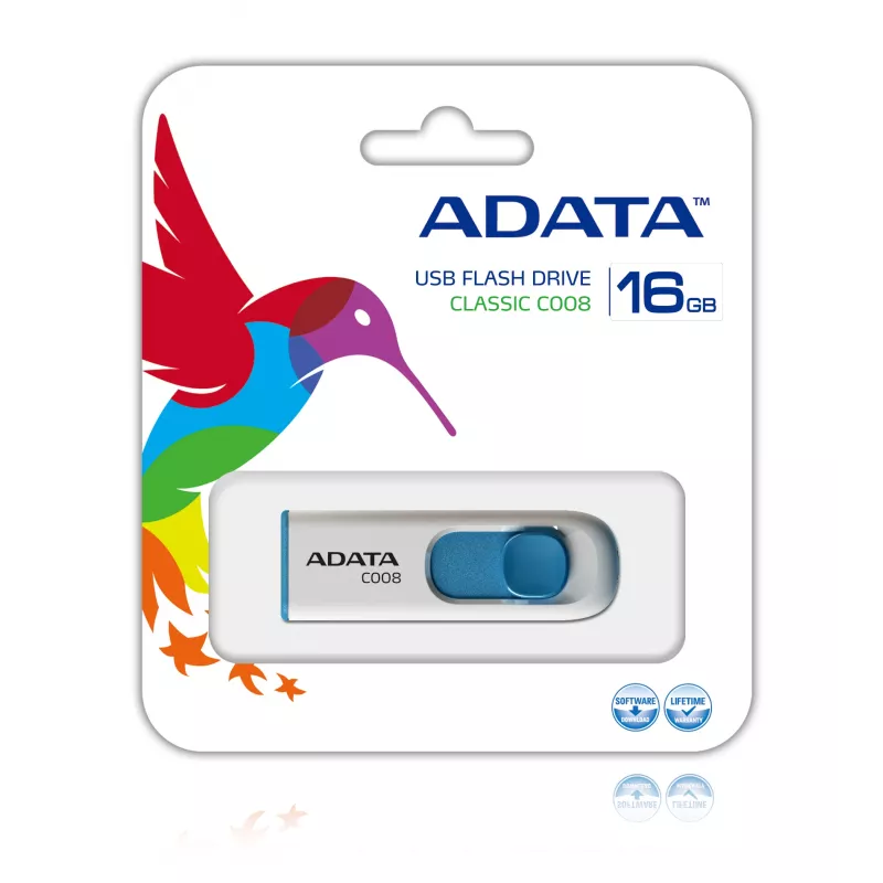 ADATA C008 USB-muistitikku 16 GB USB Type-A 2.0 sininen, valkoinen