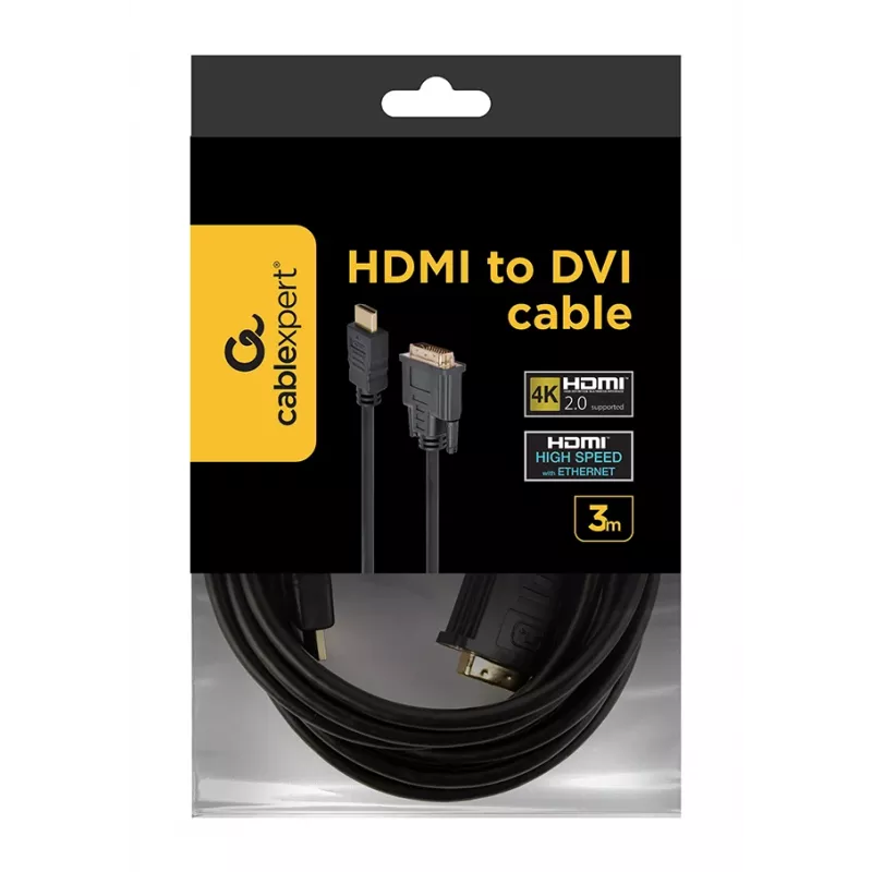 HDMI–DVI-D-kaapeli GEMBIRD CC-HDMI-DVI-10 3 m, musta, uros-uros, kullatut kontaktit