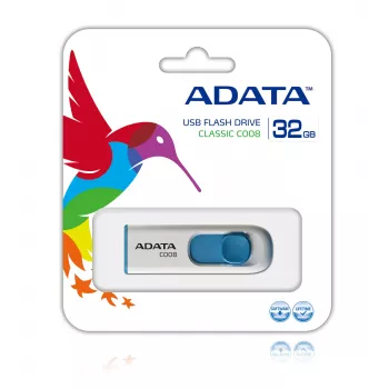 ADATA 32 GB C008 USB-muistitikku USB Type-A 2.0 sininen, valkoinen