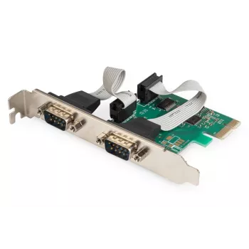 DIGITUS sarjaliitäntä I/O, 2-porttinen, PCIe-laajennuskortti 2 x DB9 uros sovitinkulma + LP-kulmat MCS9901-piirisarja