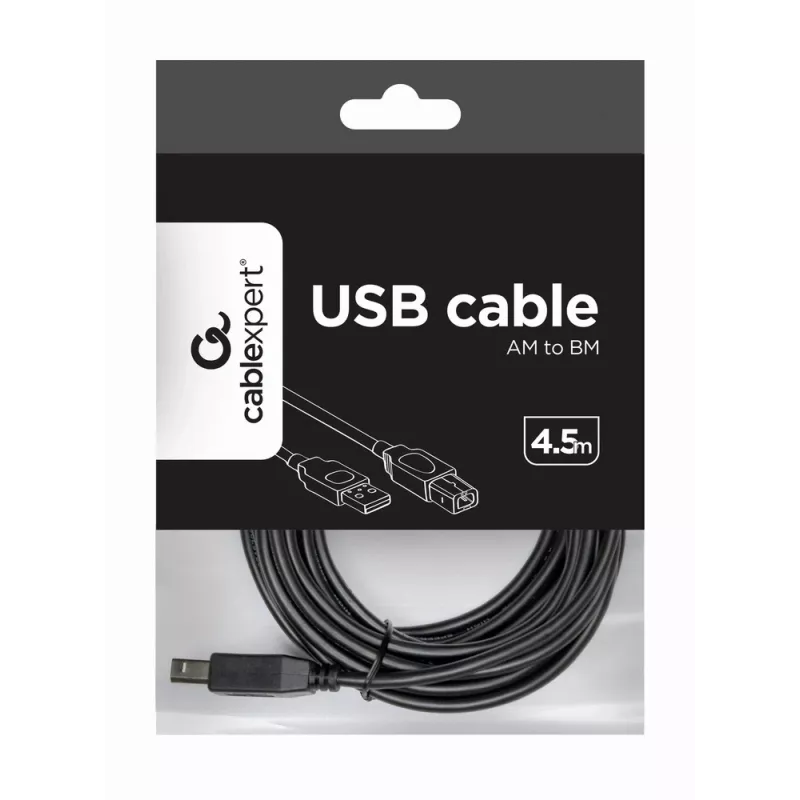 USB-kaapeli, Gembird 4,5 m USB 2.0 A/B uros, musta, uros/uros