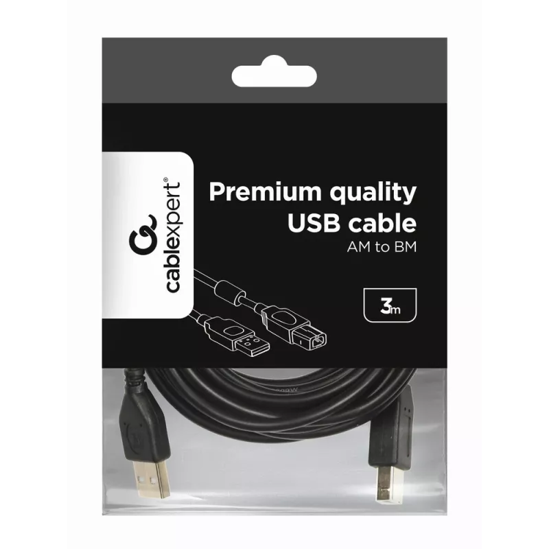 GEMBIRD premium-laatu USB A-uros B-urokseen, 3 m