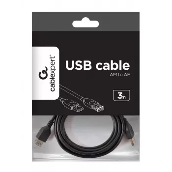 GEMBIRD USB 2.0 Type-A – USB Type-A jatkokaapeli (AM/AF), 1 m - musta