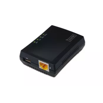 DIGITUS monitoimi-USB-verkkopalvelin, 1-porttinen verkon USB-keskitin, NAS, tulostuspalvelin USB 2.0, RJ45