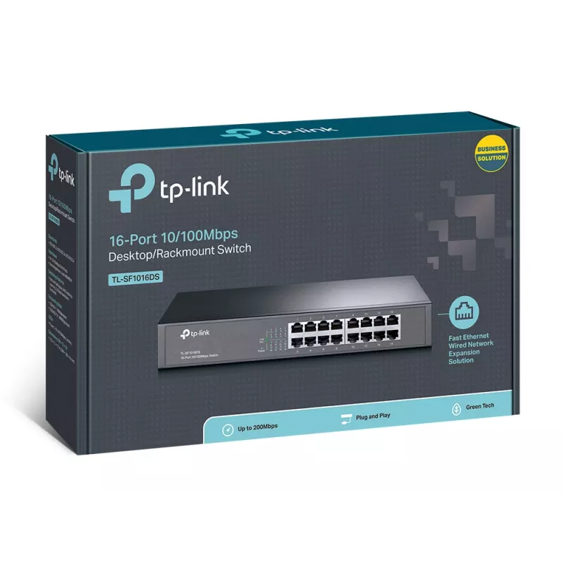 TP-Link TL-SF1016DS verkkokytkin hallitsematon Fast Ethernet (10/100) 1U musta