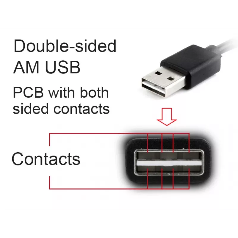 GEMBIRD kaksipuolinen USB 2.0 AM - Micro-USB -kaapeli, 1 m - musta