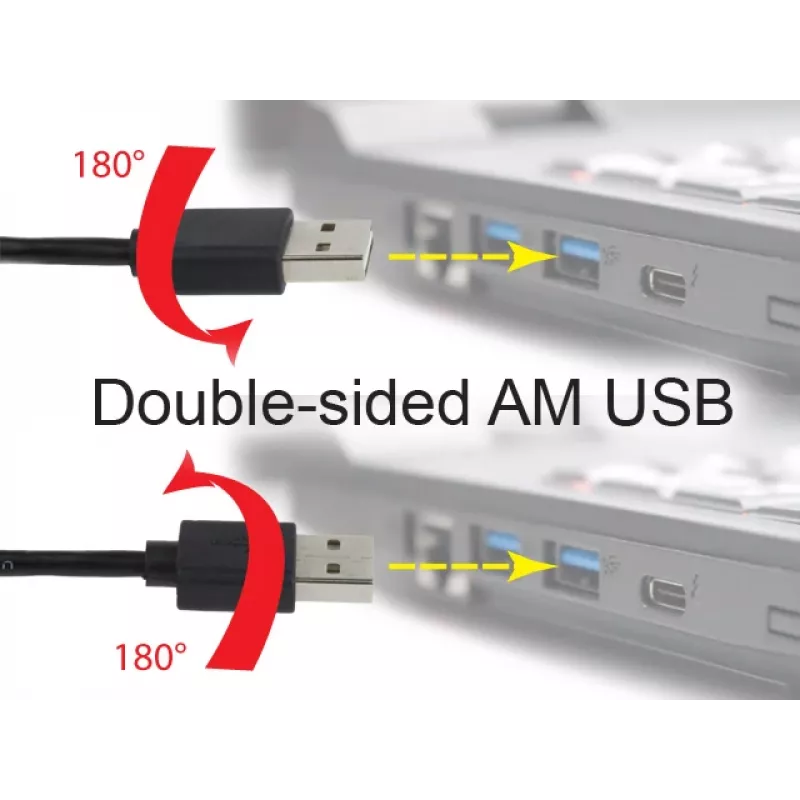 GEMBIRD kaksipuolinen USB 2.0 AM - Micro-USB -kaapeli, 1 m - musta