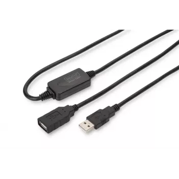 DIGITUS USB 2.0 -toistinkaapeli USB A uros / A naaras 15 m (DA-73101)