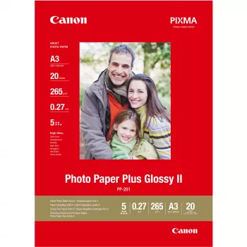 Canon PP-201 Glossy II Photo Paper Plus A3 - 20 arkkia, kiiltävä, 260 g/m², A3, 20 arkkia, 270 µm, Canon Lucia, ChromaLife100+