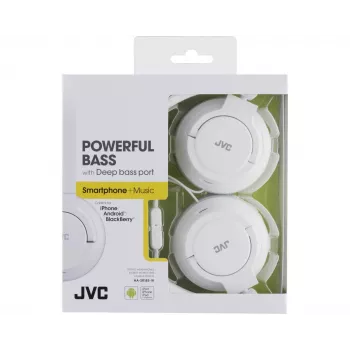 JVC HA-SR185-W-E kevyet kuulokkeet, johdollinen, 10 - 22000 Hz, puhelut/musiikki, 108 g, headset, valkoinen