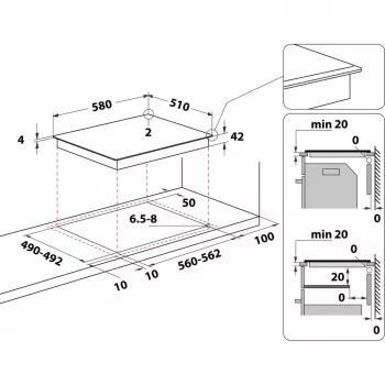 Whirlpool AKT 8130 BA musta kalusteisiin asennettava keraaminen keittotaso 4 vyöhykettä