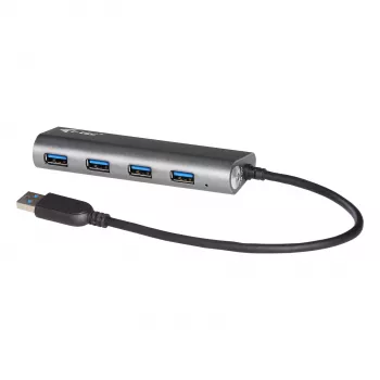 USB-keskitin i-tec Metal Superspeed USB 3.0 4-porttinen keskitin 5000 Mbit/s harmaa