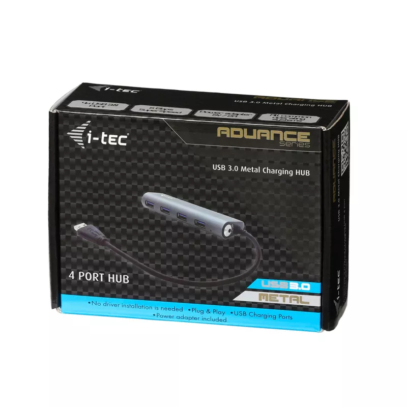 USB-keskitin i-tec Metal Superspeed USB 3.0 4-porttinen keskitin 5000 Mbit/s harmaa