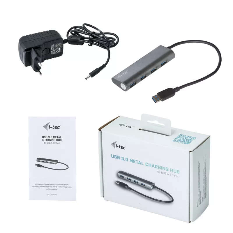 USB-keskitin i-tec Metal Superspeed USB 3.0 4-porttinen keskitin 5000 Mbit/s harmaa