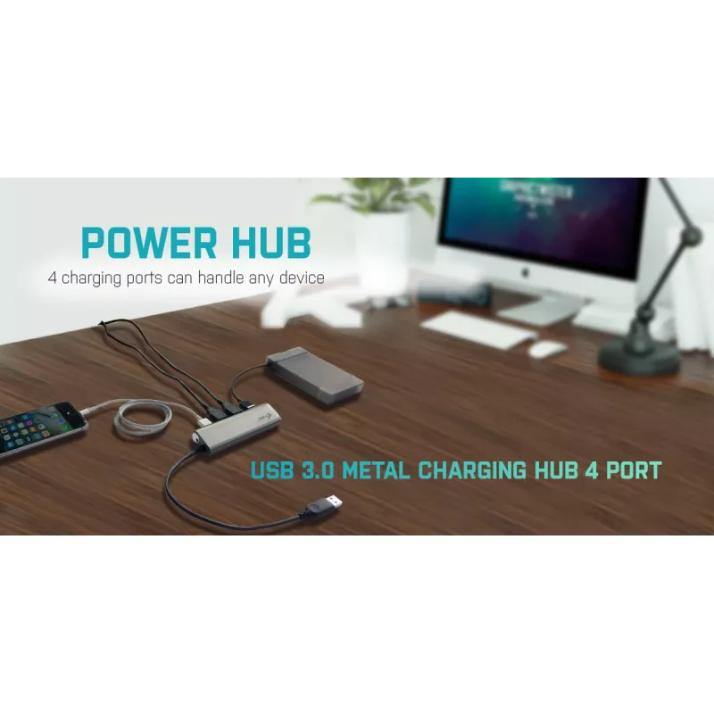 USB-keskitin i-tec Metal Superspeed USB 3.0 4-porttinen keskitin 5000 Mbit/s harmaa