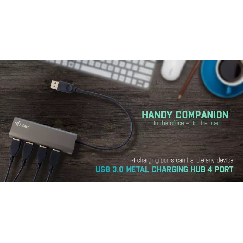 USB-keskitin i-tec Metal Superspeed USB 3.0 4-porttinen keskitin 5000 Mbit/s harmaa