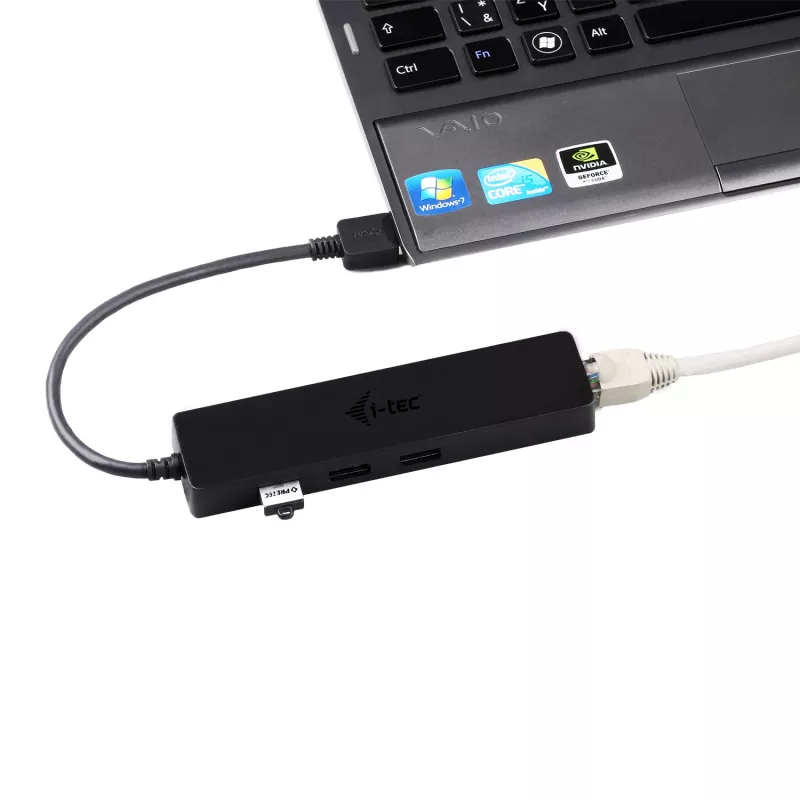 i-tec Advance USB 3.0 ohut HUB 3 porttia Gigabit Ethernet -adapteri musta