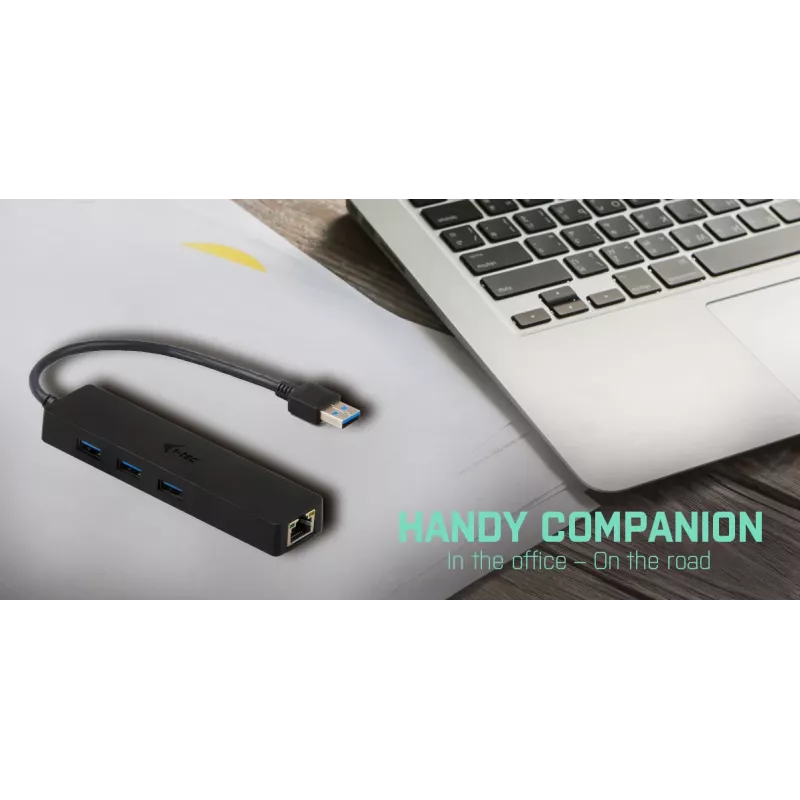 i-tec Advance USB 3.0 ohut HUB 3 porttia Gigabit Ethernet -adapteri musta