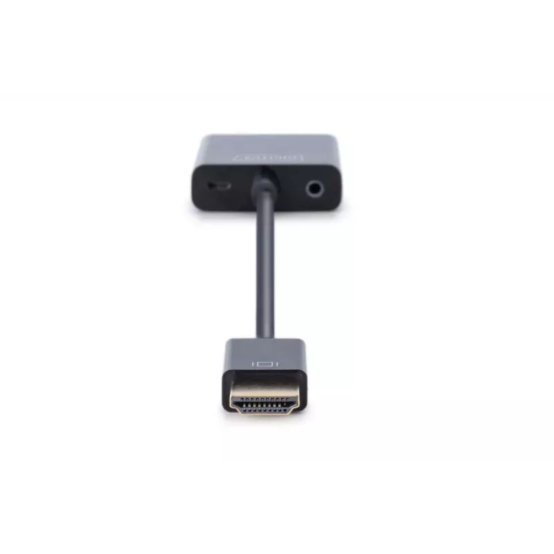 DIGITUS HDMI-VGA-sovitinadapteri Type-A - VGA (D-Sub) -liitäntä, 3,5 mm:n audiokanta, musta