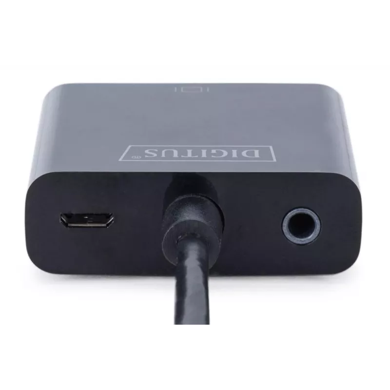 DIGITUS HDMI-VGA-sovitinadapteri Type-A - VGA (D-Sub) -liitäntä, 3,5 mm:n audiokanta, musta